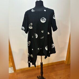Patrizia Luca Asymmetric Black  with White Dots Accents Size M